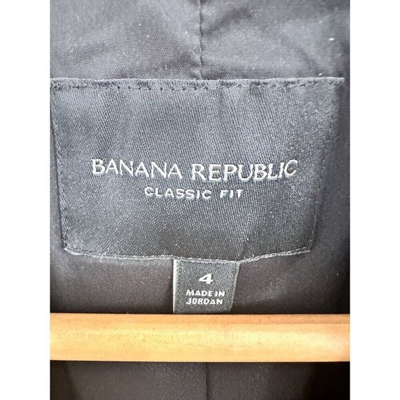 Banana Republic Classic Fit Marzotto Wool Women's Blazer 4 Black Washable Office - Picture 5 of 8